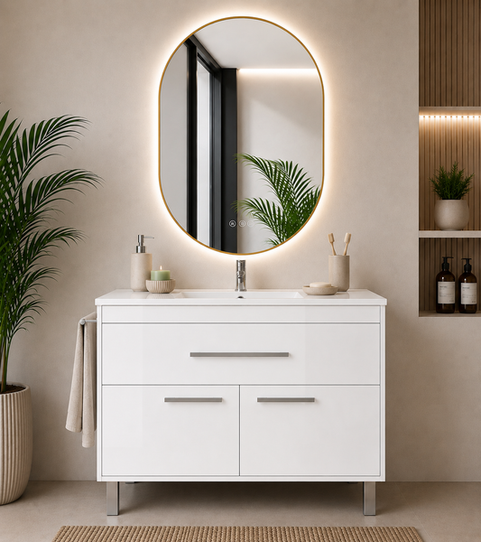 Kabinet kamar mandi Bahía dengan wastafel, laci, dan 2 pintu