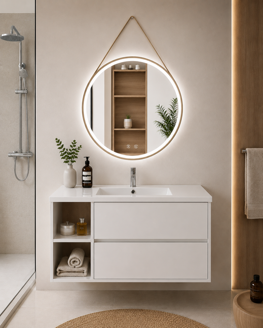 Kabinet kamar mandi Zeus dengan wastafel, 2 laci, dan rak