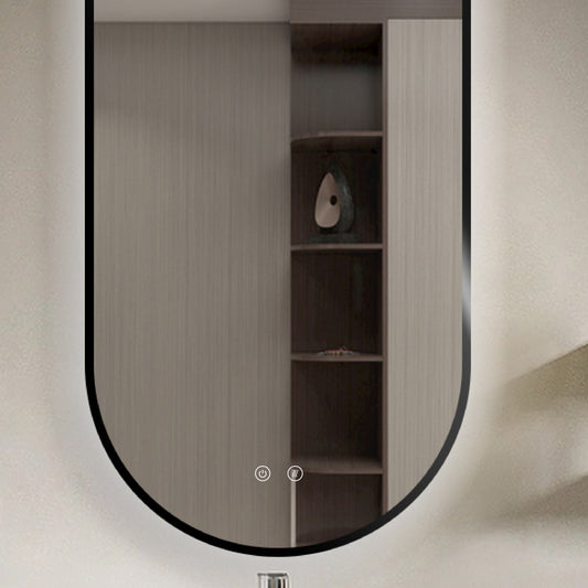 Cermin kamar mandi LED SELENE Gold & Black melengkung dengan anti-kabut