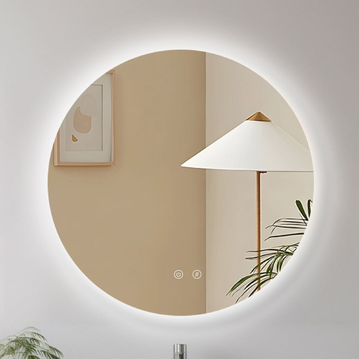 ARES curved LED bathroom mirror with anti-fog