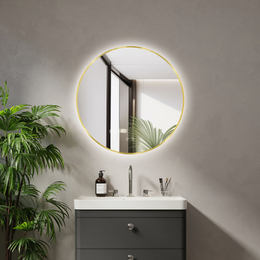 Espejo de baño LED ARES Gold curvo con antivaho