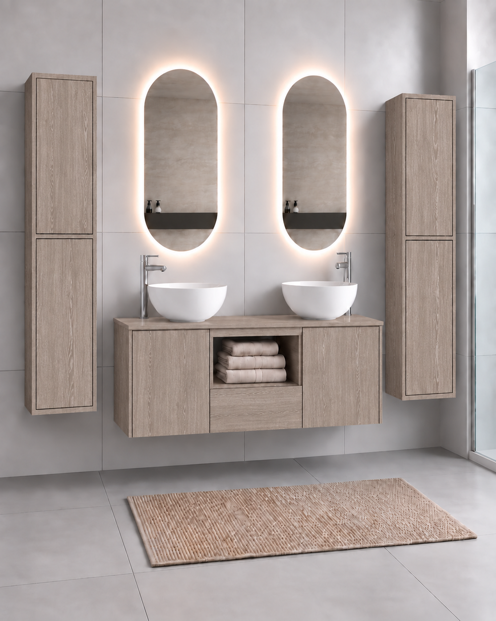 Kabinet kamar mandi AMALFI 120 GANDA dengan 2 wastafel · Ek Asap
