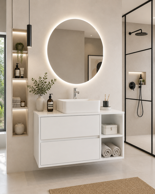 ZEUS bathroom vanity unit with worktop and countertop basin