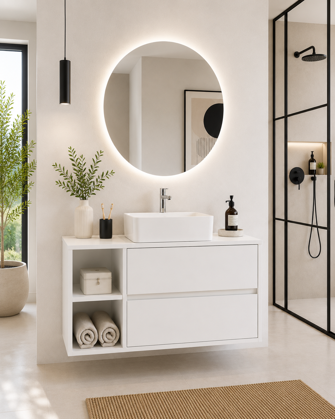 Kabinet kamar mandi Zeus dengan meja dan wastafel duduk