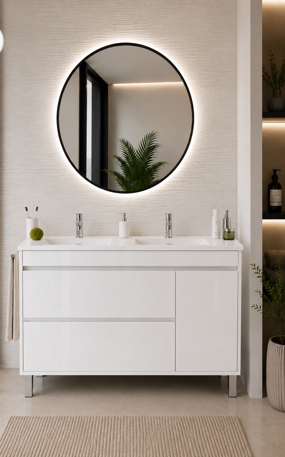 Kabinet kamar mandi Caprera dengan wastafel, 2 laci, dan pintu