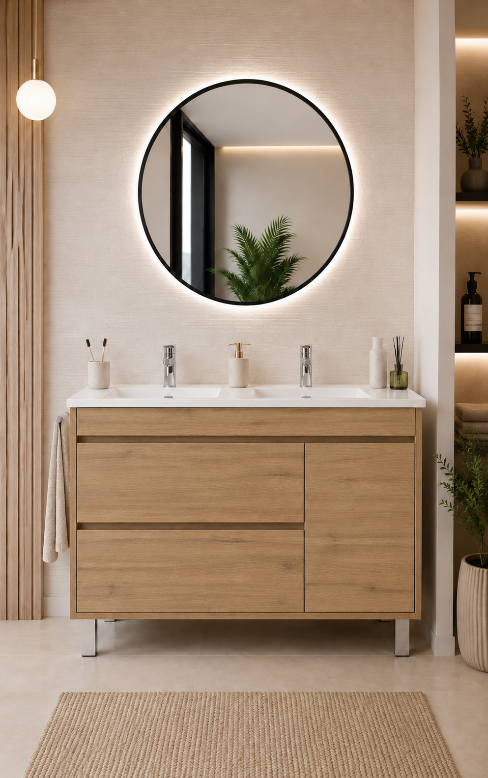 Kabinet kamar mandi Caprera dengan wastafel, 2 laci, dan pintu