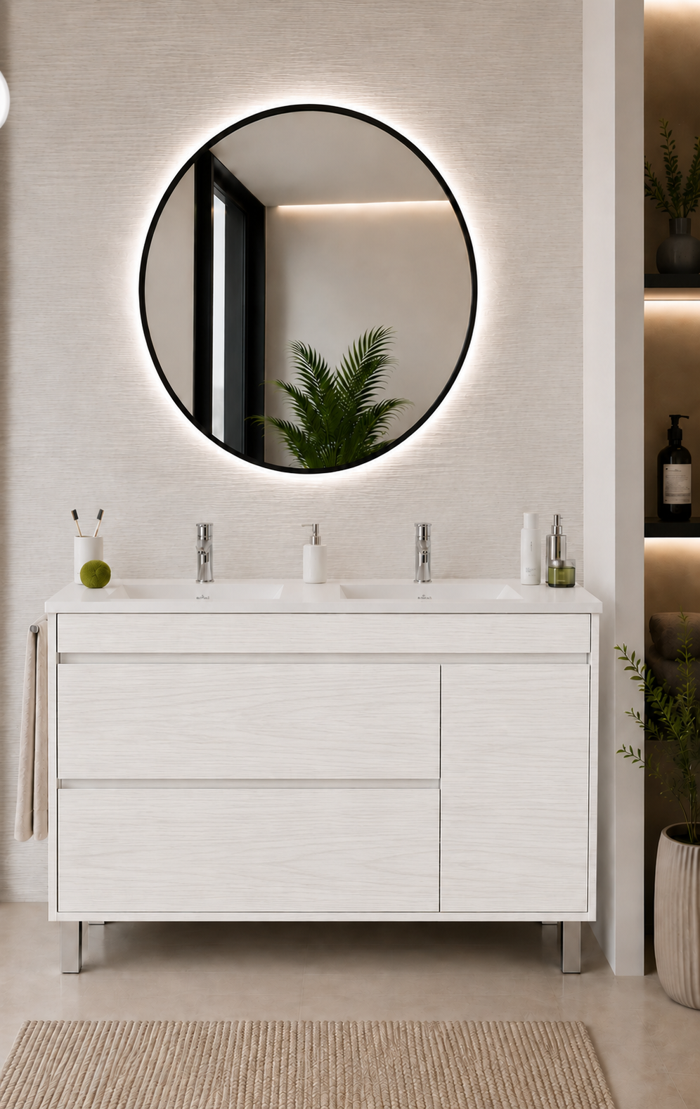 Kabinet kamar mandi Caprera dengan wastafel, 2 laci, dan pintu