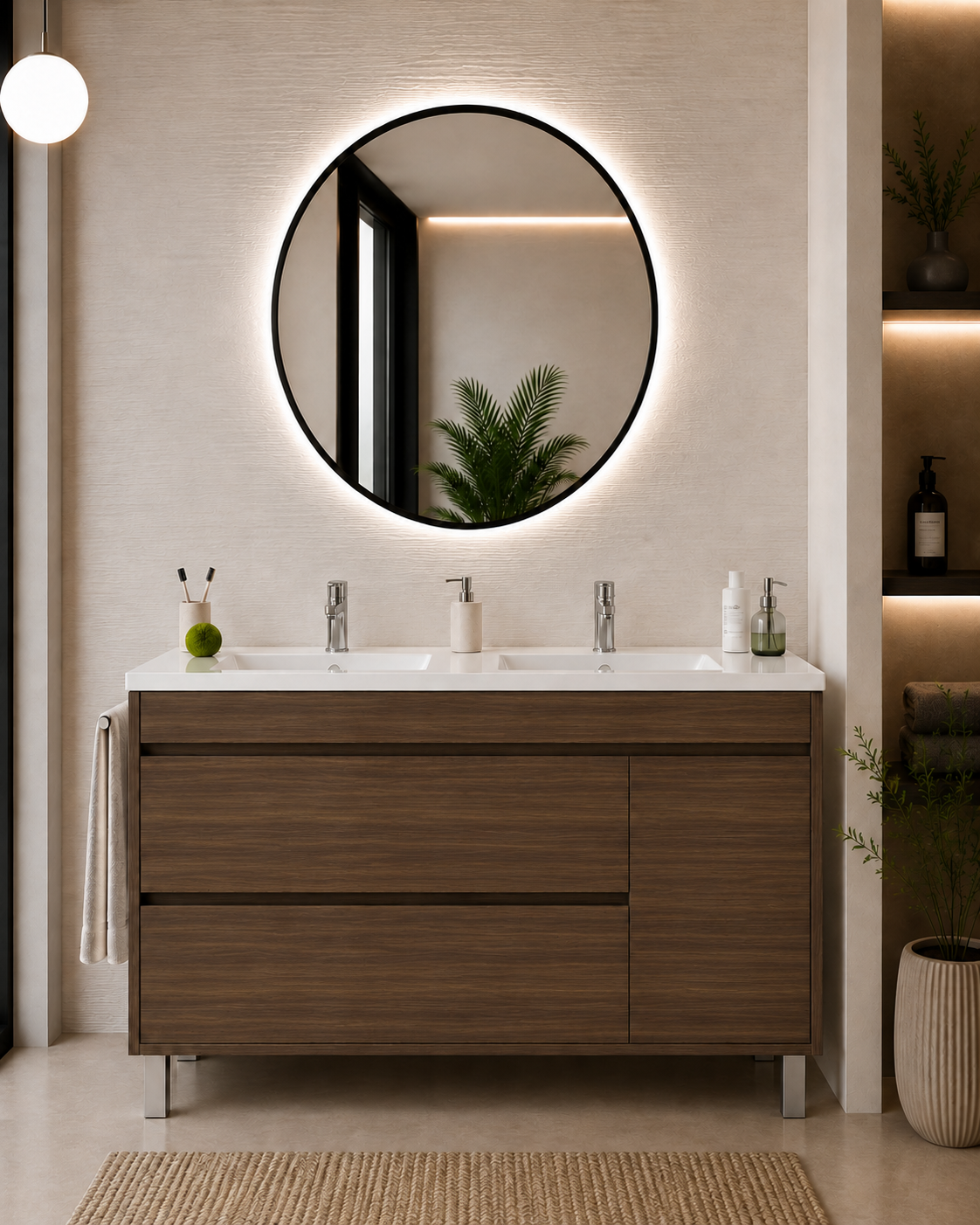 Kabinet kamar mandi Caprera dengan wastafel, 2 laci, dan pintu