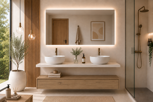 Kabinet kamar mandi gantung Cerdeña dengan meja wastafel dan wastafel