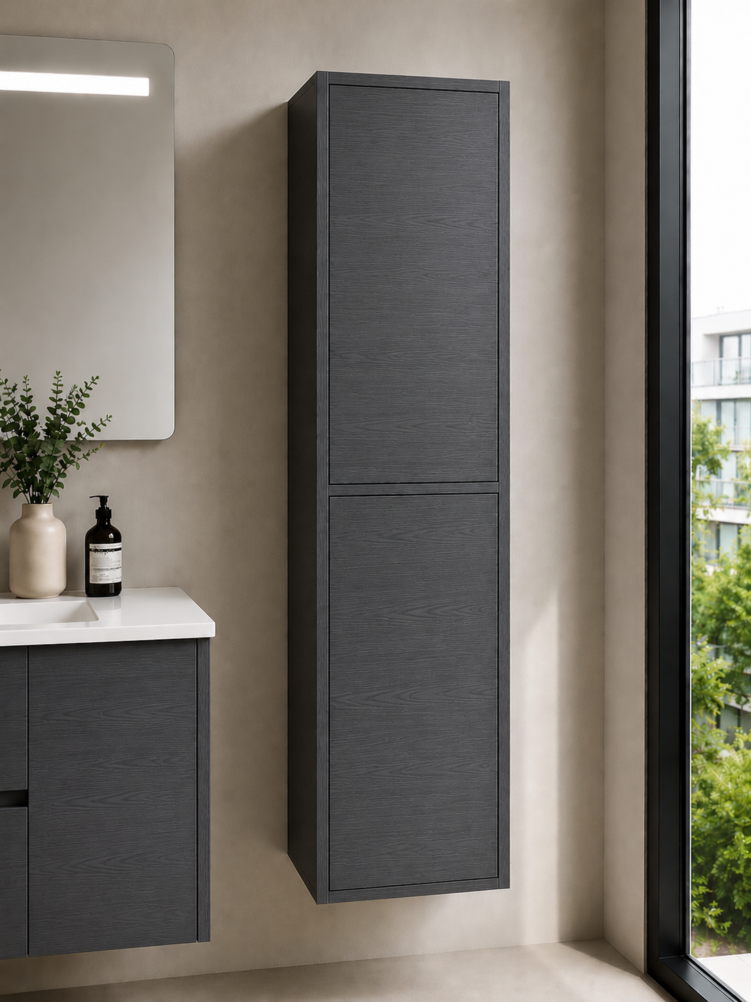 FLORENCIA tall bathroom cabinet with 2 doors, 140 cm
