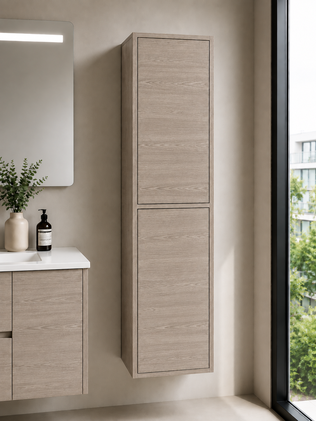 FLORENCIA tall bathroom cabinet with 2 doors, 140 cm