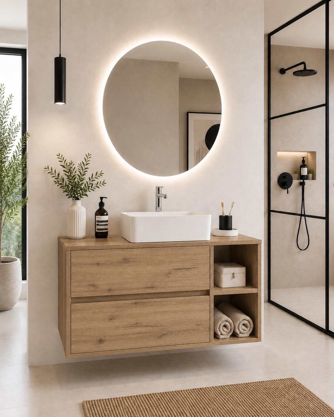 Kabinet kamar mandi Zeus dengan meja dan wastafel duduk