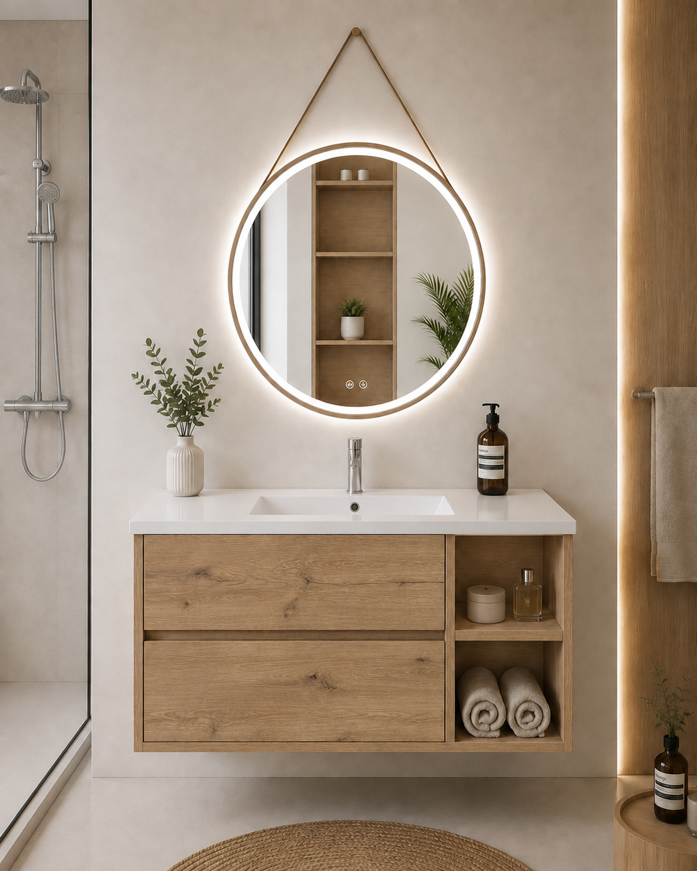 Kabinet kamar mandi Zeus dengan wastafel, 2 laci, dan rak · Stepa