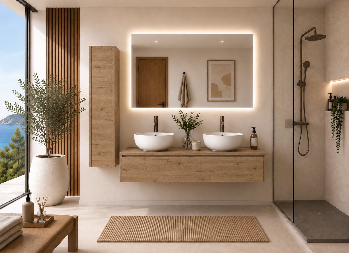FORMENTERA Estepa wall-hung bathroom vanity unit with countertop basin