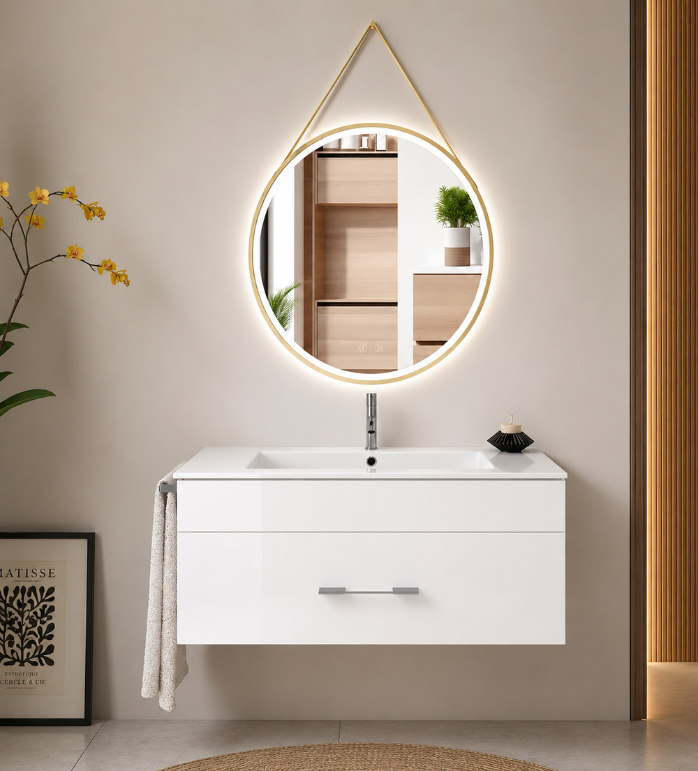 Kabinet kamar mandi gantung Florencia dengan wastafel · Putih kilap
