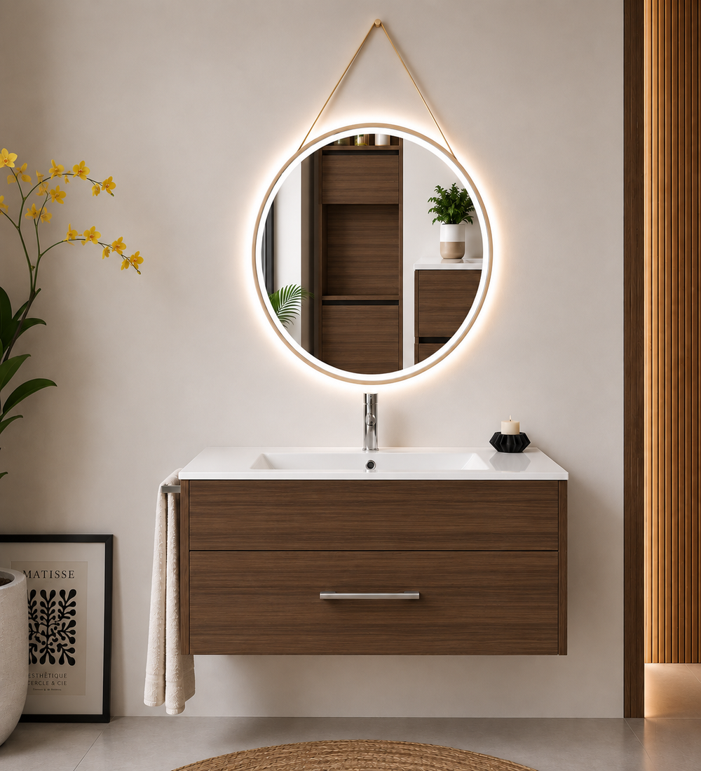 Kabinet kamar mandi gantung Florencia dengan wastafel · Teh Fresno