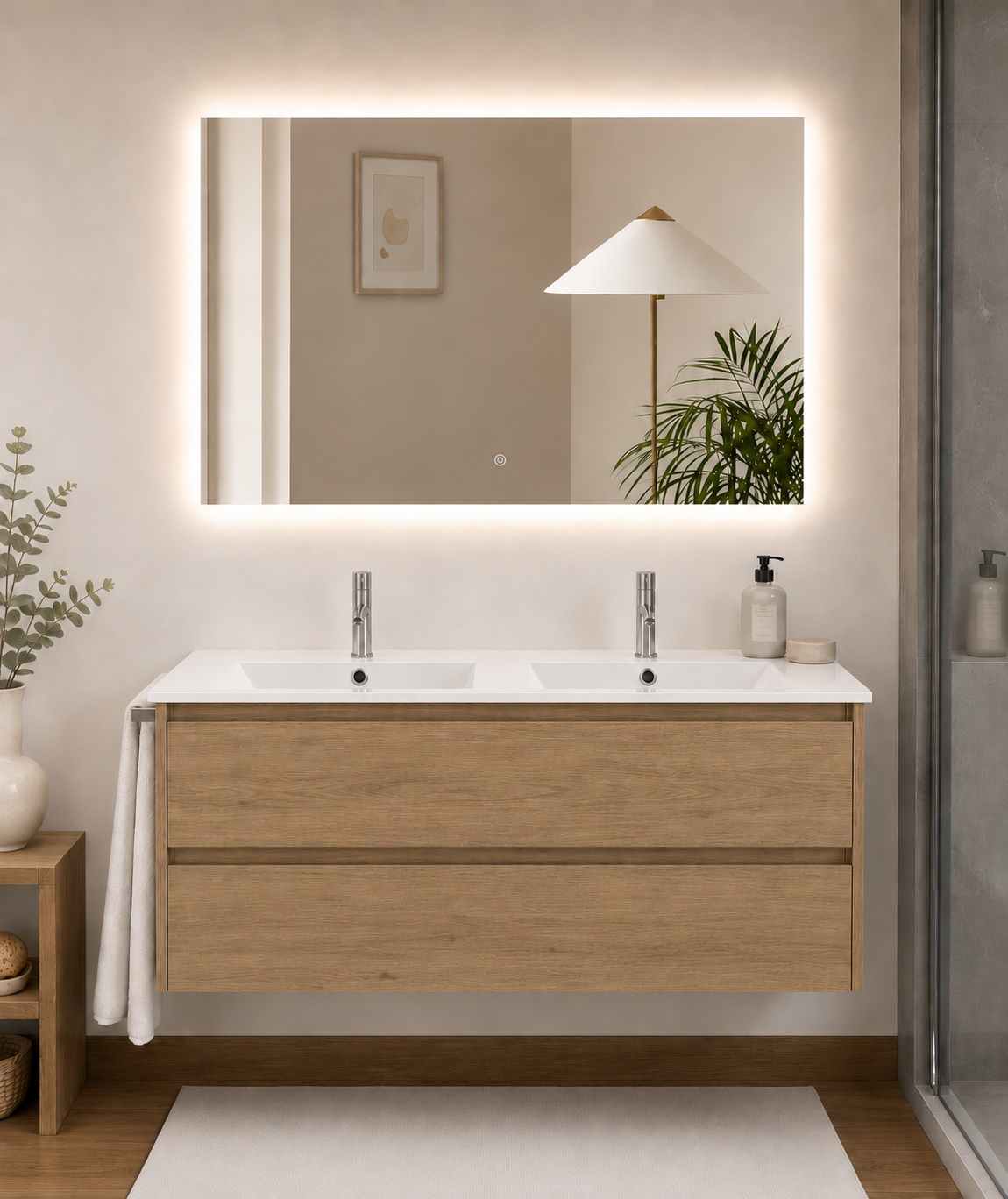 IBIZA wall-hung bathroom vanity unit with basin and 2 drawers