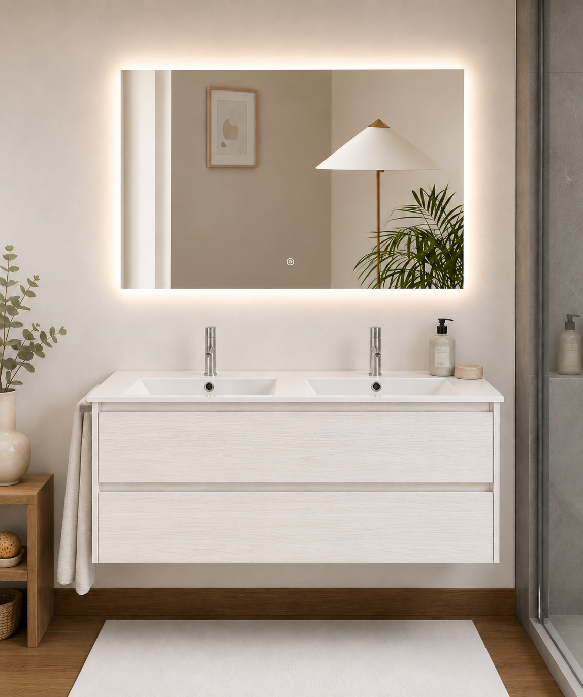 IBIZA wall-hung bathroom vanity unit with basin and 2 drawers
