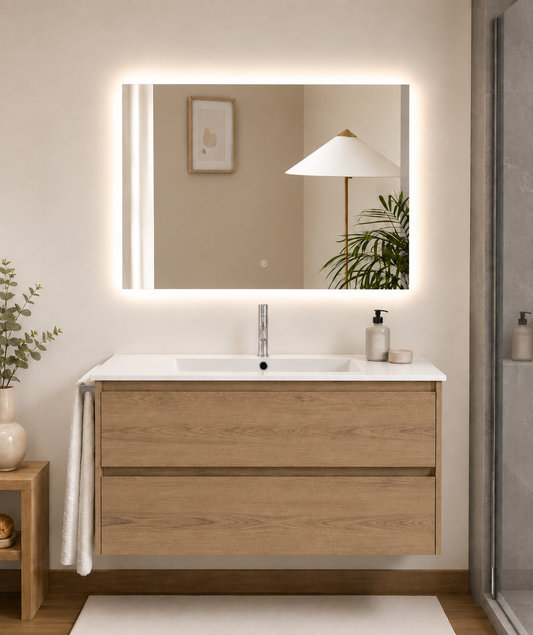 Kabinet kamar mandi gantung Ibiza dengan wastafel dan 2 laci