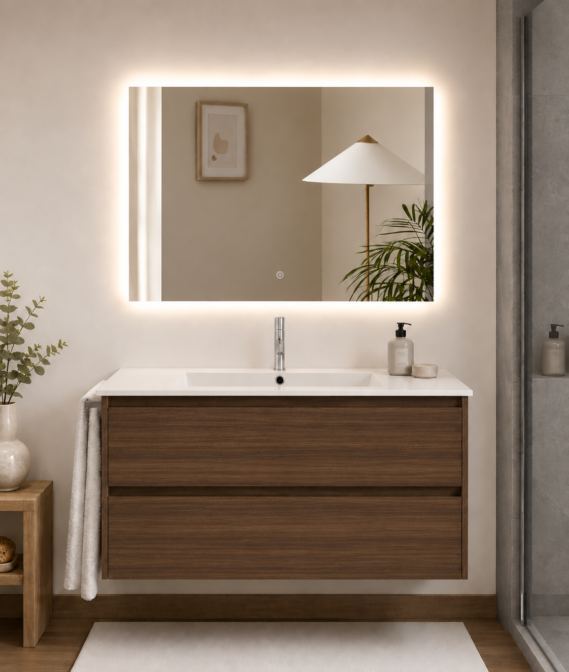 Kabinet kamar mandi gantung Ibiza dengan wastafel dan 2 laci