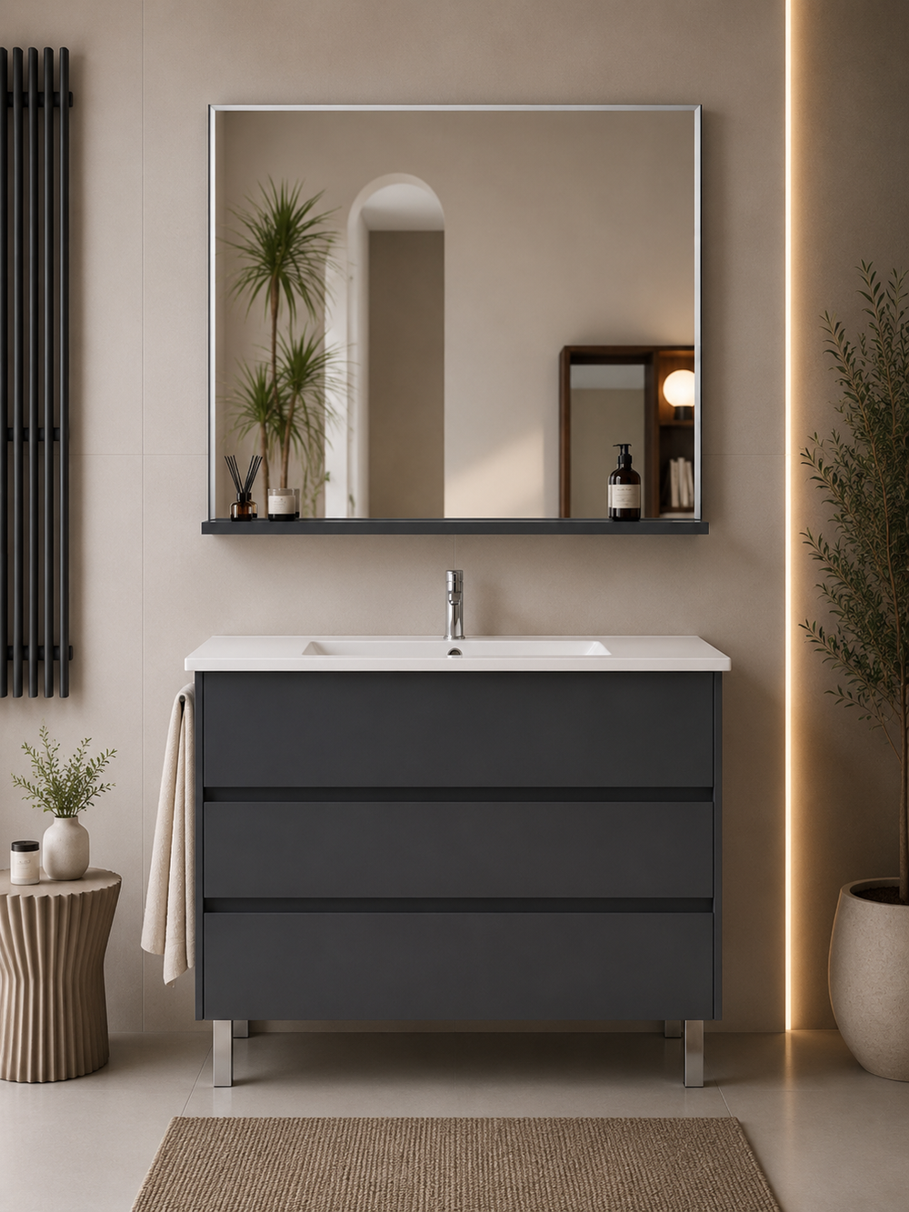 Kabinet kamar mandi berkaki Imperia dan wastafel · Grafit