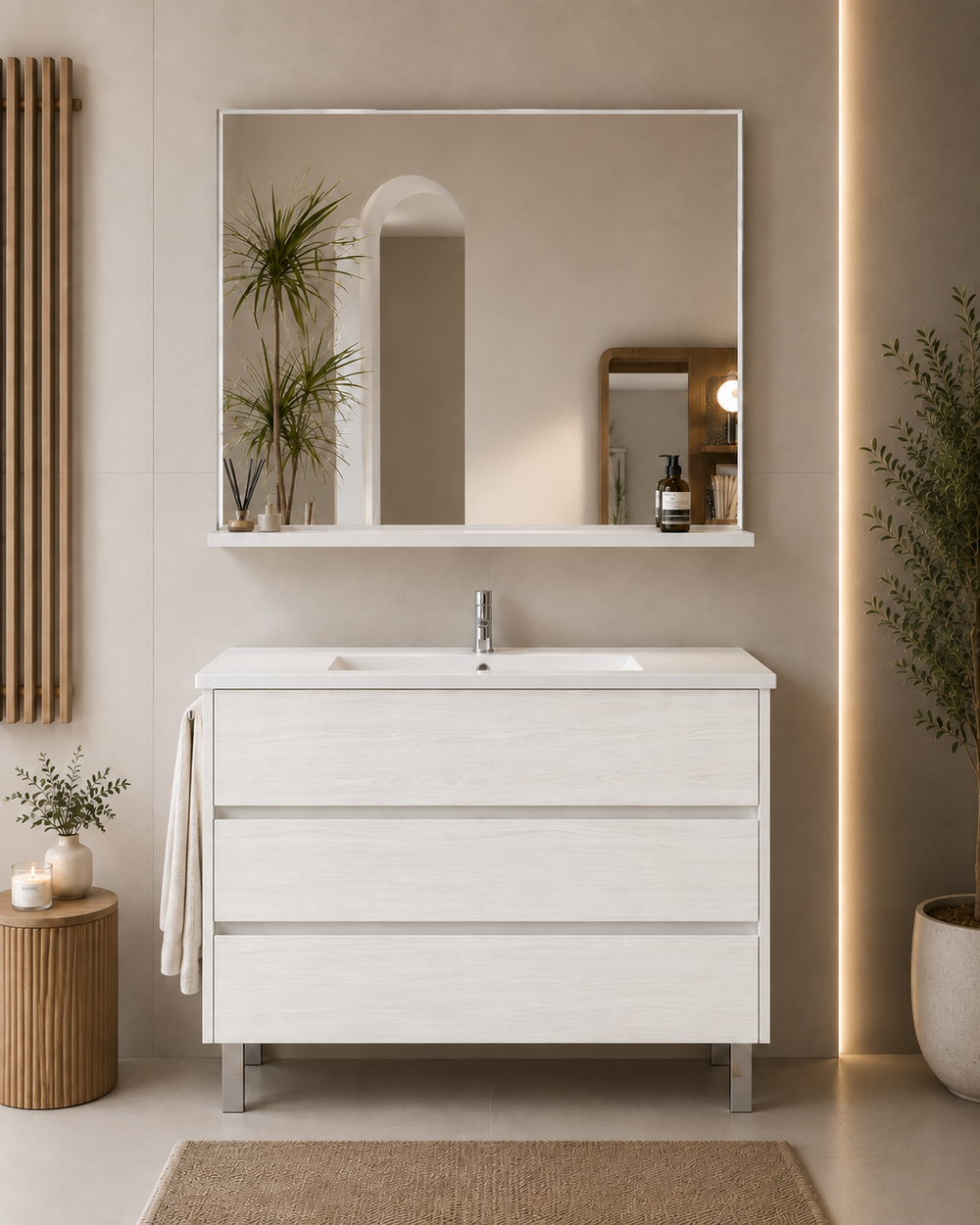 Kabinet kamar mandi berkaki Imperia dan wastafel · Putih Nordik