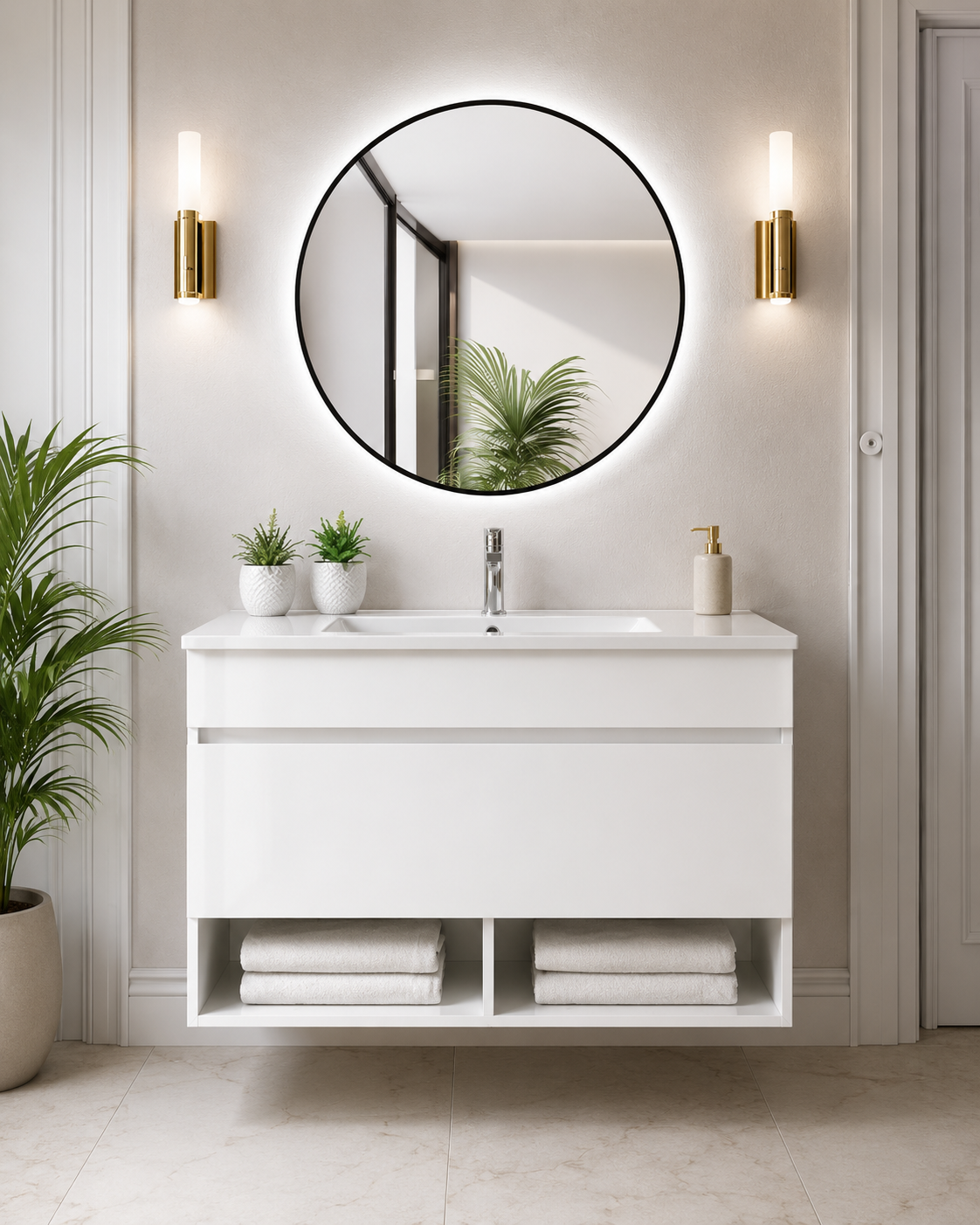 NEBARI wall-hung bathroom vanity unit with drawer and basin