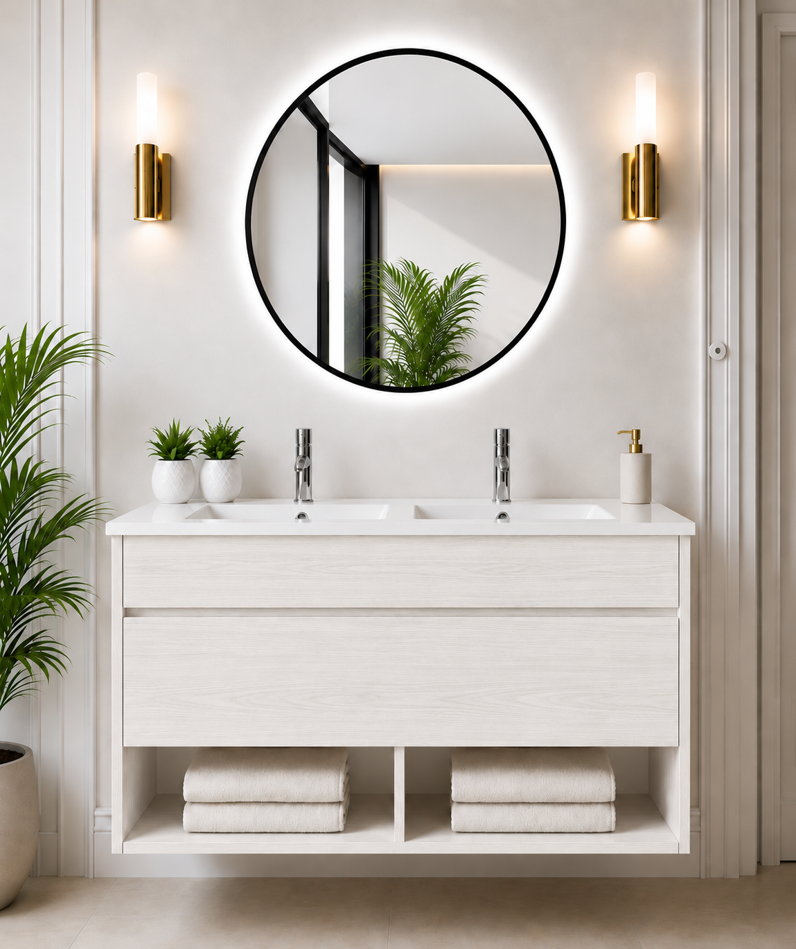 NEBARI wall-hung bathroom vanity unit with drawer and basin