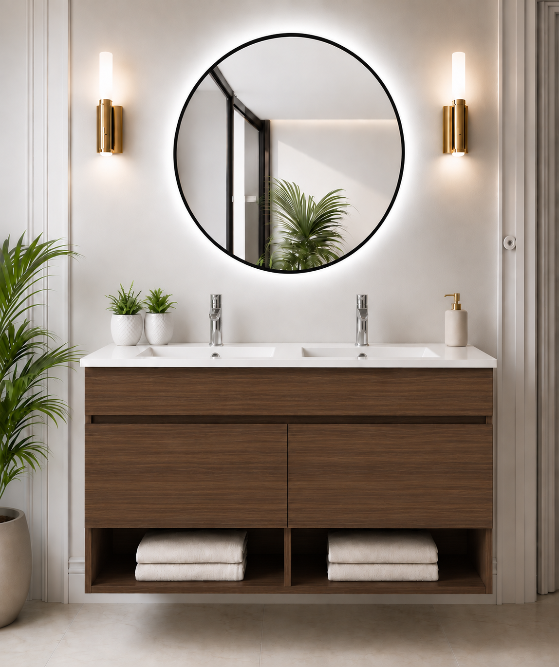 Kabinet kamar mandi gantung Nebari dengan pintu dan wastafel