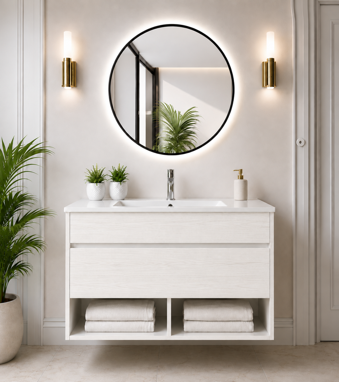 NEBARI wall-hung bathroom vanity unit with drawer and basin