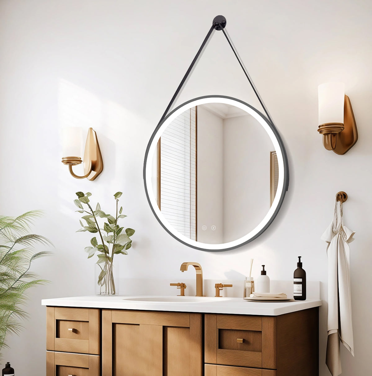 OLYMPUS Gold BiLED bathroom mirror with anti-fog