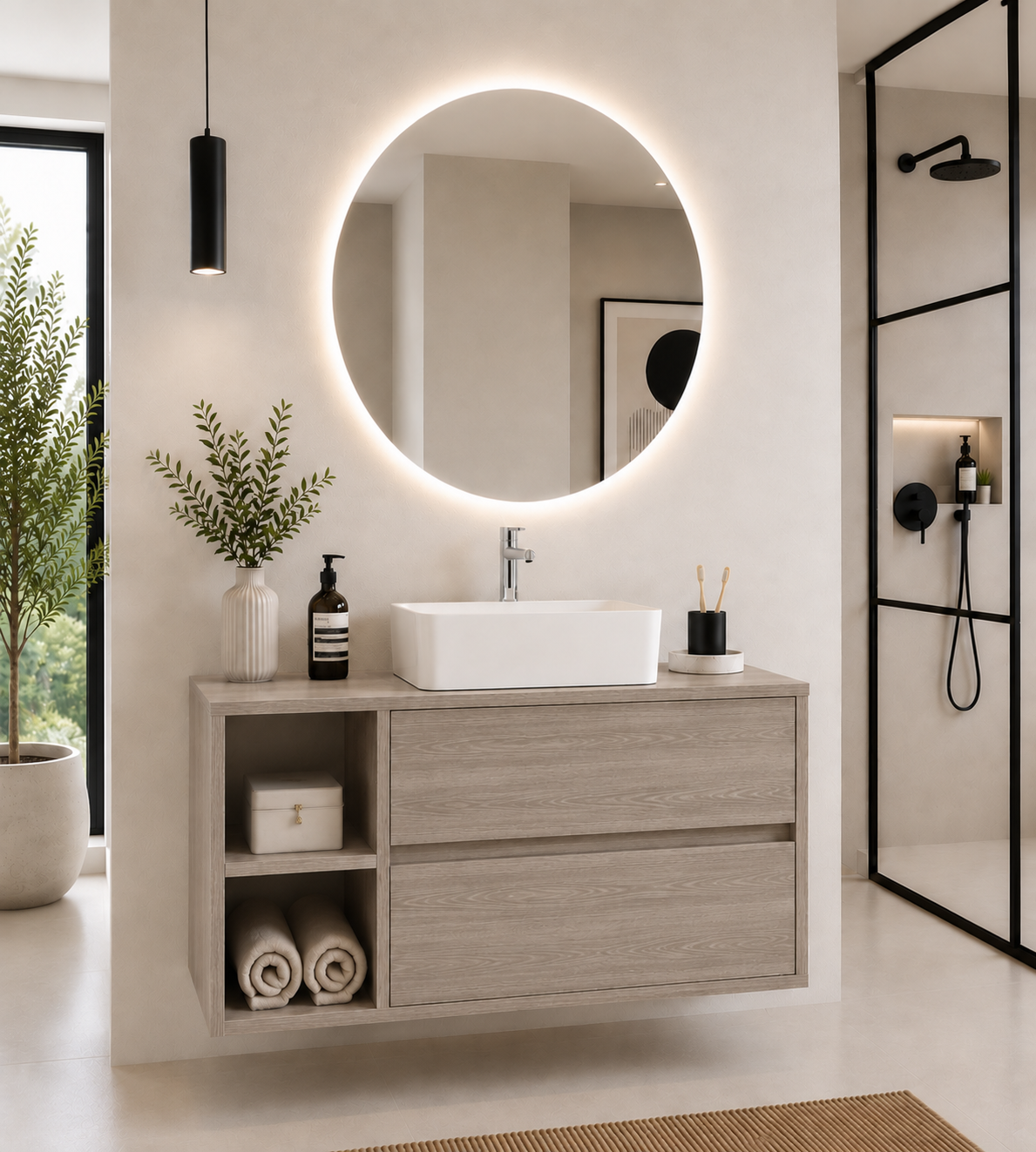 Kabinet kamar mandi Zeus dengan meja dan wastafel duduk