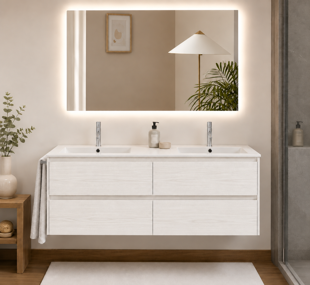 Kabinet kamar mandi IBIZA QUATTRO dengan wastafel dan 4 laci · Putih Nordik